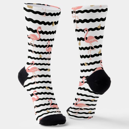 Süßer Rosa Flamingo Nahtloses Muster Socken (Gewinkelt)