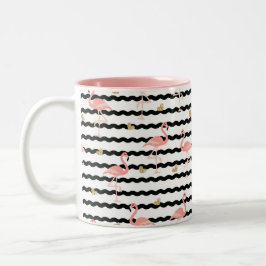 Süßer Rosa Flamingo Nahtloses Muster Zweifarbige Tasse
