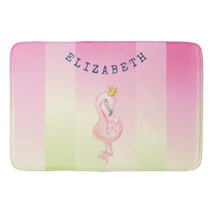 Süßer Rosa Flamingo Ombre gestreift Badematte