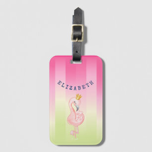 Süßer Rosa Flamingo Ombre gestreift Gepäckanhänger