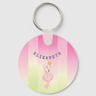 Süßer rosa Flamingo Ombre gestreift Schlüsselanhänger