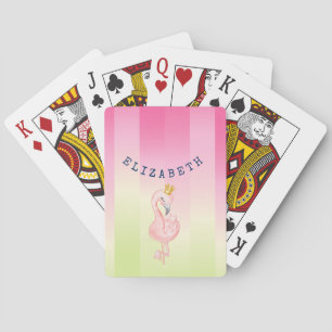 Süßer Rosa Flamingo Ombre gestreift Spielkarten
