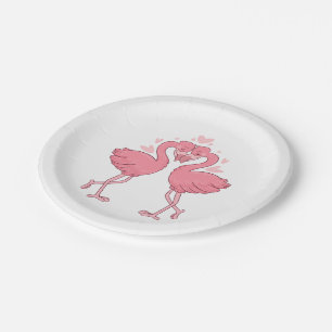 Süßer Rosa Flamingo Tropischer Hawaiianischer Stra Pappteller