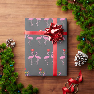 Süßer Rosa Flamingo wie Herz Pastell-Muster Geschenkpapier