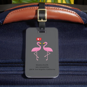 Süßer Rosa Flamingo wie Herz Pastell Personalisi Gepäckanhänger