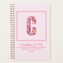 Süßer Rosa Floraler Femininer Monogramm Buchstabe 