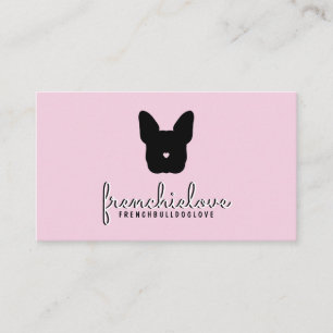 Süßer rosa französischer Bulldogge Logo einfacher  Visitenkarte