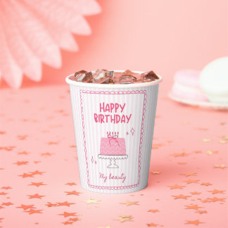 Süßer rosa Geburtstagskuchen "Alles Gute zum Gebur Pappbecher