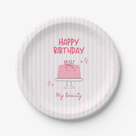 Süßer rosa Geburtstagskuchen "Alles Gute zum Gebur Pappteller