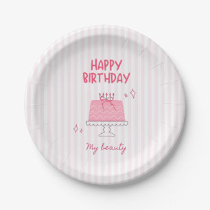 Süßer rosa Geburtstagskuchen "Alles Gute zum Gebur Pappteller