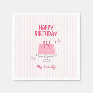 Süßer rosa Geburtstagskuchen "Alles Gute zum Gebur Serviette