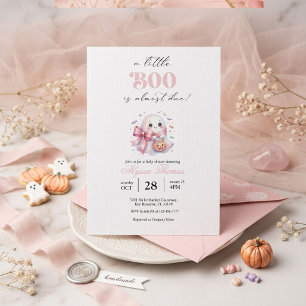Süßer Rosa Geist Baby Shower Little Boo Einladung