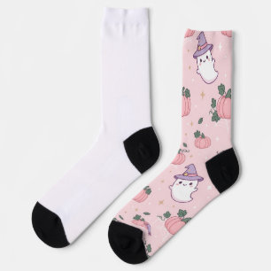 Süßer rosa Geist Pastell Halloween-Süßigkeiten ode Socken