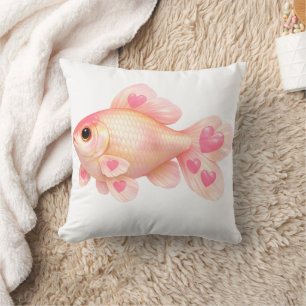 Süßer rosa Goldfisch mit Herzen Dekorativer Wurf Kissen