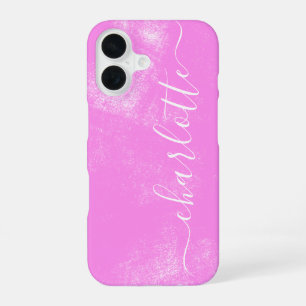 Süßer Rosa Grunge-Ästhetik personalisierter Name iPhone 16 Hülle