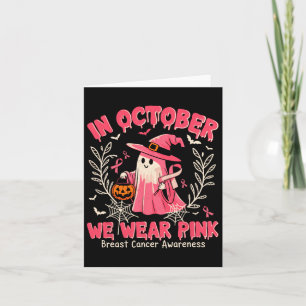 Süßer rosa Halloween-Geist für Brustkrebsunterstüt Karte