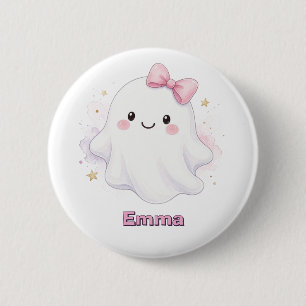 Süßer rosa Halloween-Geist Trick-or-Treat Button