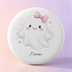 Süßer rosa Halloween-Geist-Trick-or-Treat-Button Button