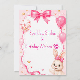 Süßer rosa Hase Geburtstagsparty 🐰 Einladung