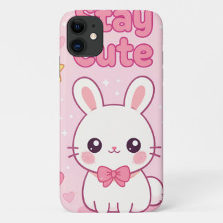 Süßer rosa Hase Stay Cute Anime-Ästhetik iPhone Case-Mate iPhone Hülle