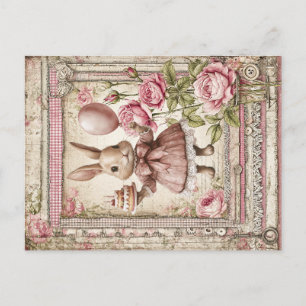 Süßer rosa Hase zum Geburtstag  Postkarte