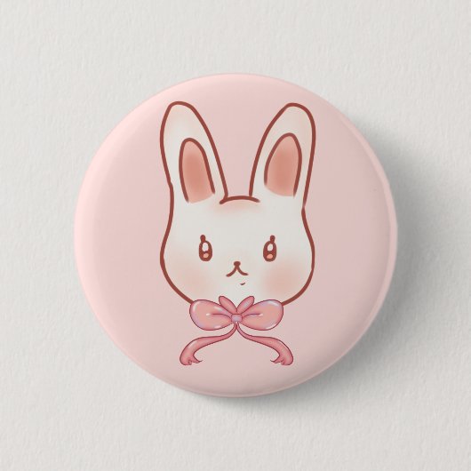 Süßer Rosa-Hasenband-Stift Button (Vorderseite)