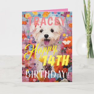 Süßer rosa Hund Alles Gute zum Geburtstag Karte