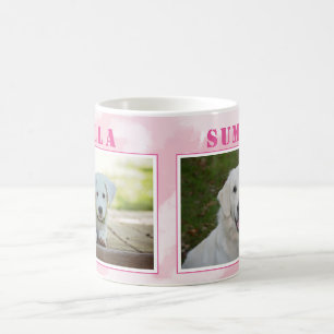 Süßer rosa Hund Haustier 2 Foto Collage Kaffeetasse