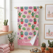 Süßer Rosa Kaktus Badehandtuch