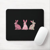 Süßer rosa karierter Leopard Blumen Frohe Ostern H Mousepad (Mit Mouse)