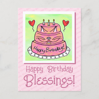 Süßer Rosa Katzenkuchen Alles Gute zum Geburtstag Postkarte