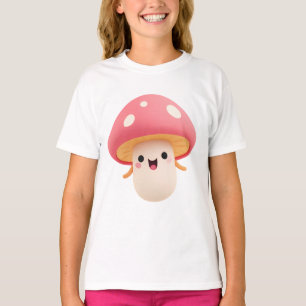 Süßer Rosa Kawaii Pilz – Lachende Kinder T-Shirt