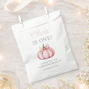Süßer rosa Kürbis Baby Mädchen 1. Geburtstag  Geschenktütchen