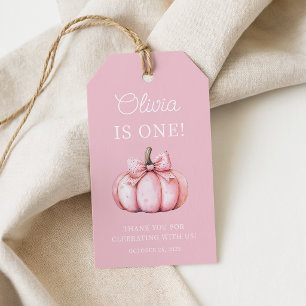 Süßer rosa Kürbis Baby Mädchen erster Geburtstag Geschenkanhänger