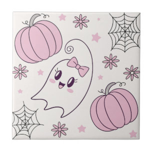 Süßer rosa Kürbis Halloween-Muster Fliese