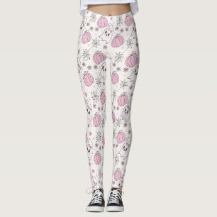 Süßer rosa Kürbis Halloween-Muster Leggings