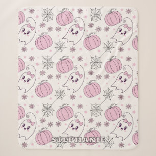 Süßer Rosa-Kürbis-Halloween-Muster Sherpadecke