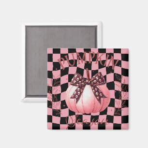 Süßer rosa Kürbis mit Schleife Magnet