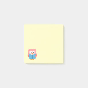 Süßer rosa lesender Uhu Post-it Klebezettel