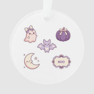 Süßer Rosa Lila Halloween-Geist Fledermaus Kürbis  Ornament