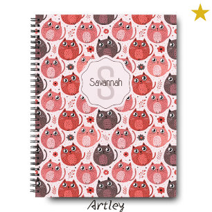 Süßer Rosa Lila Katze Punkt Name Monogramm Notizblock