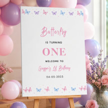 Süßer Rosa Lila Schmetterling 1. Geburtstag für Mä