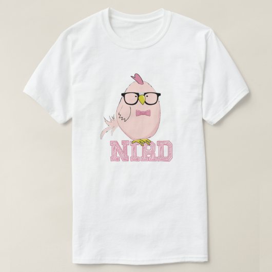 Süßer Rosa Nerd-Vogel T-Shirt (Design vorne)