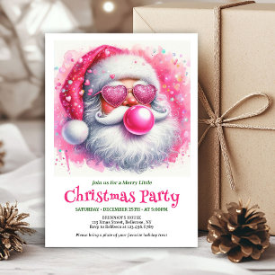 Süßer rosa Nikolaus Kaugummi Wasserfarbe Weihnacht Einladung
