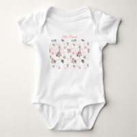Süßer rosa Pariser Blumen-Baby-Body