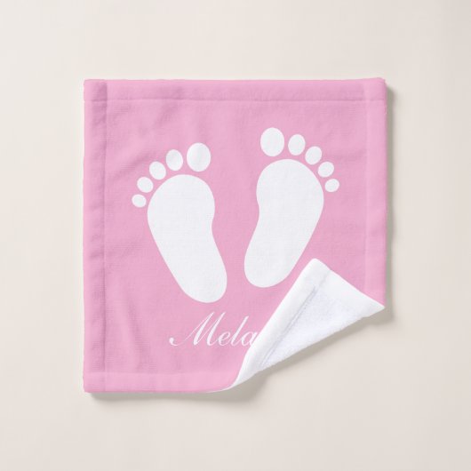 Süßer rosa personalisierter Waschlappen mit Babyna (Waschlappen)