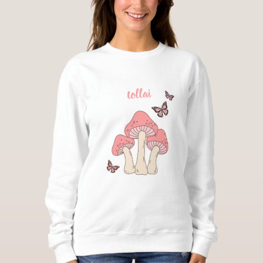 Süßer Rosa Pilz Pullover (Vorderseite)