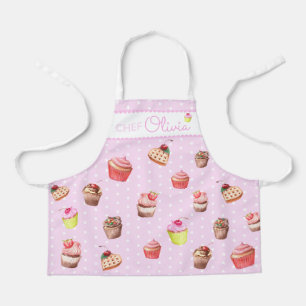 Süßer rosa Punkte personalisierter Chef-Cupcake Schürze