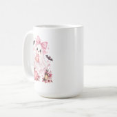 Süßer rosa Schleifen-Geist Halloween Kaffeetasse (Vorderseite Links)