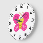 Süßer Rosa Schmetterling Große Wanduhr (Winkel)